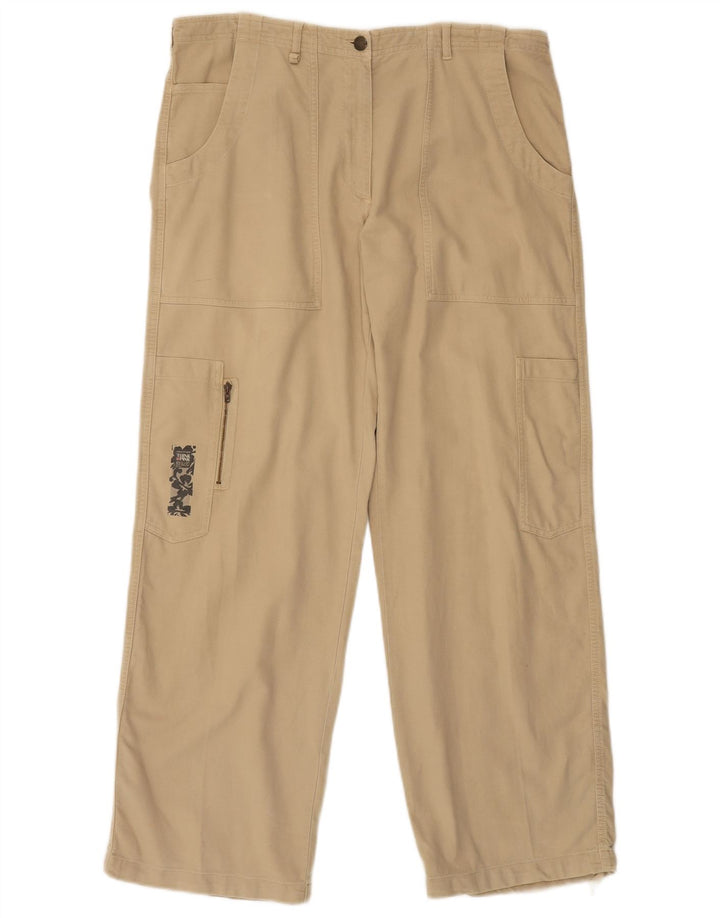 THINK PINK Womens Straight Cargo Trousers W36 L31 Beige Cotton