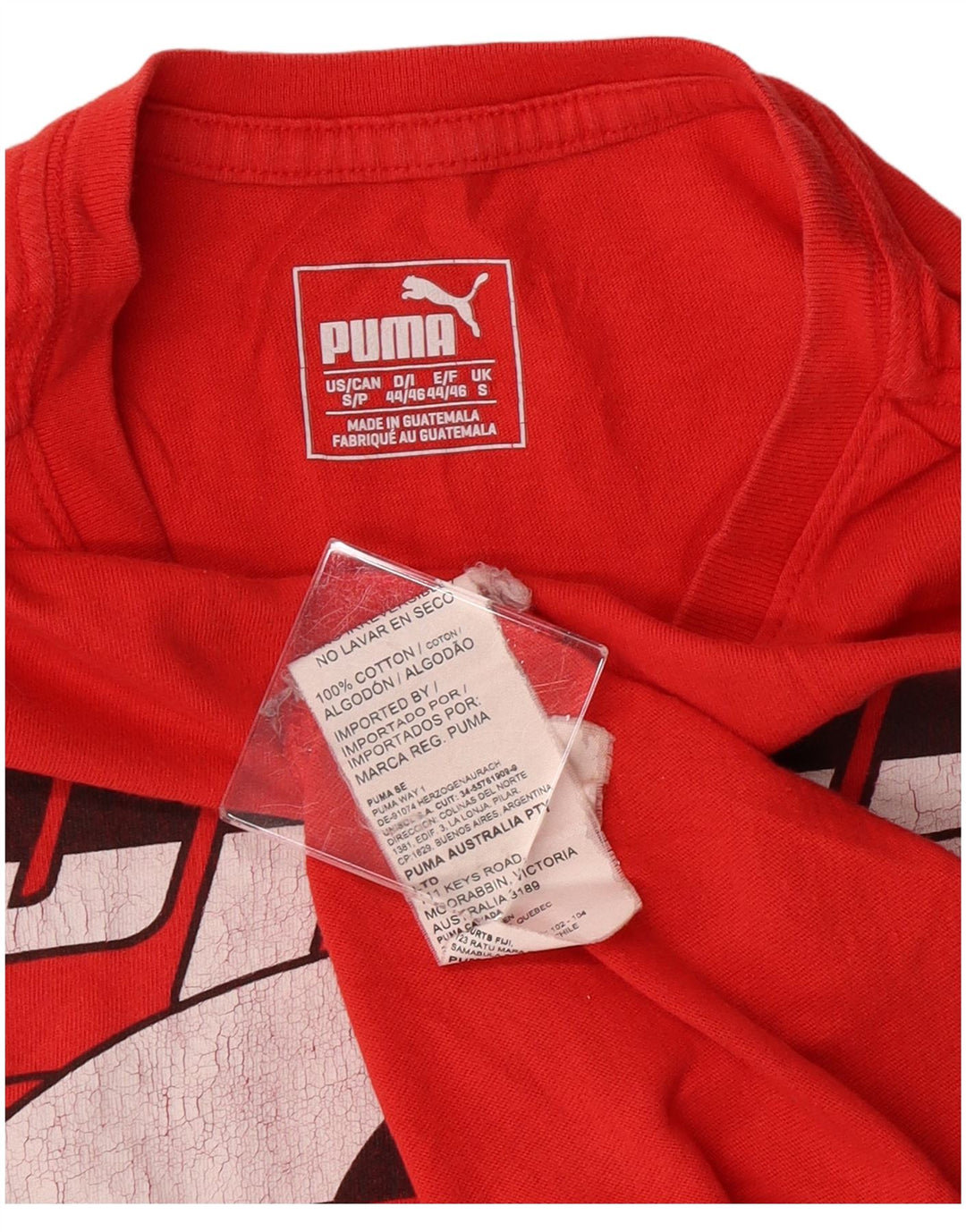 Męski T-shirt z grafiką Puma, mały, czerwony, bawełniany