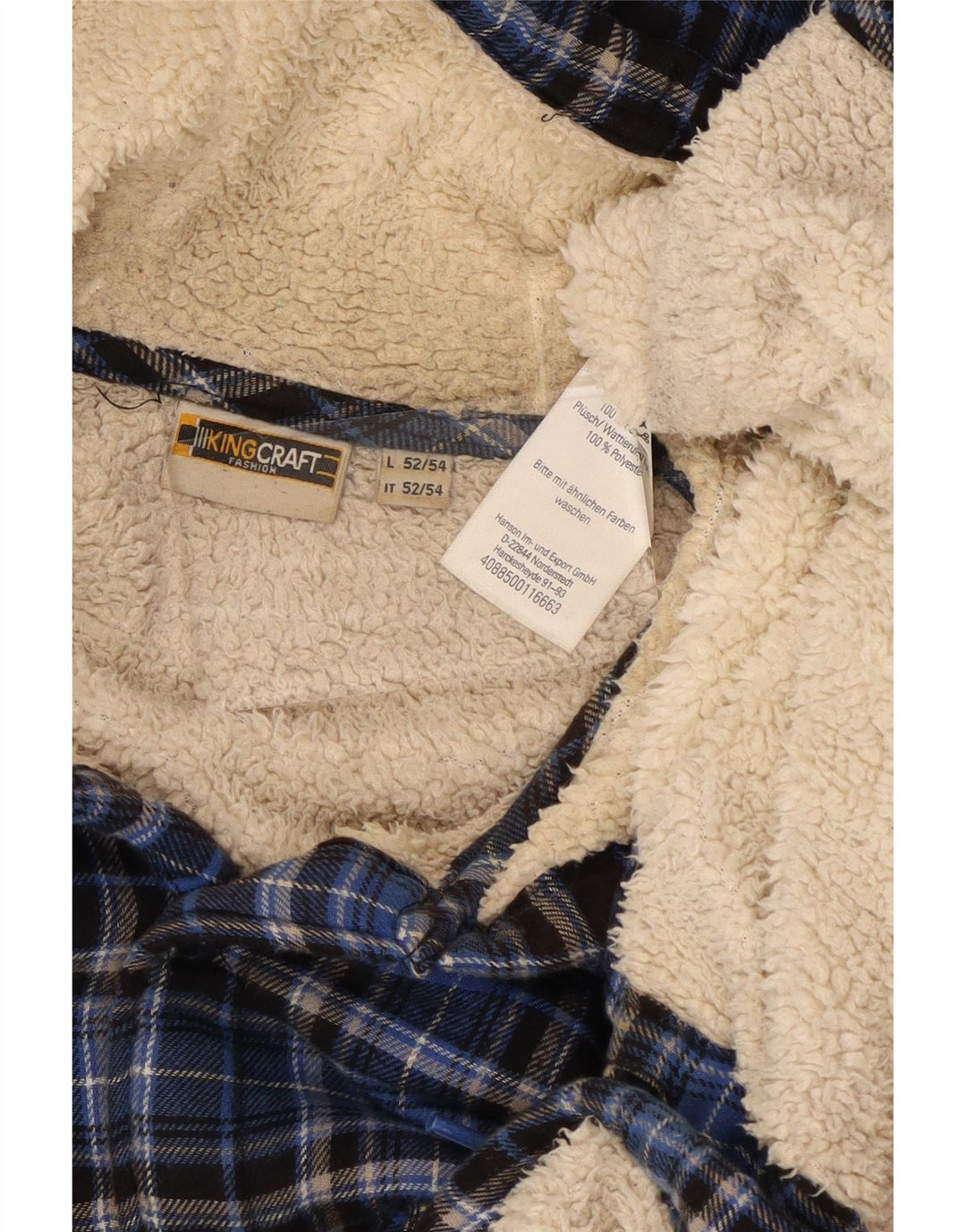 Męska koszula flanelowa z kapturem KINGCRAFT IT 52/54 w dużą niebieską kratkę