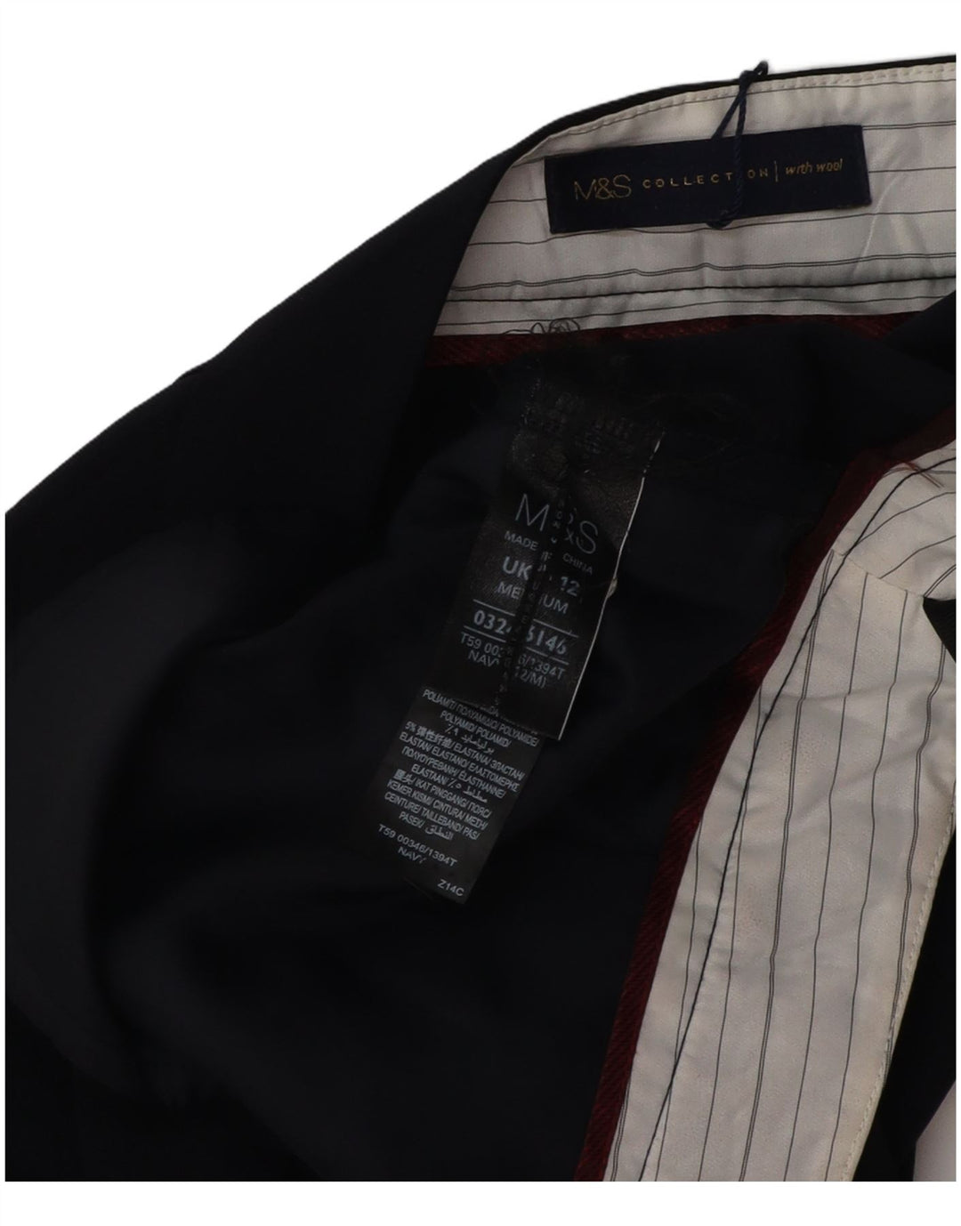 Damskie spodnie Chino Marks & Spencer UK 12 Medium W32 L32 Granatowe