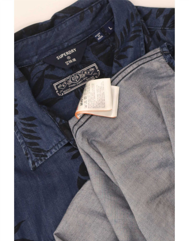 Męska koszula z krótkim rękawem Superdry, duża niebieska wiskoza w kwiaty