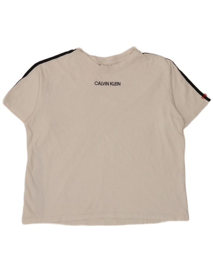 Męski T-shirt CALVIN KLEIN z grafiką, duży, w białe paski