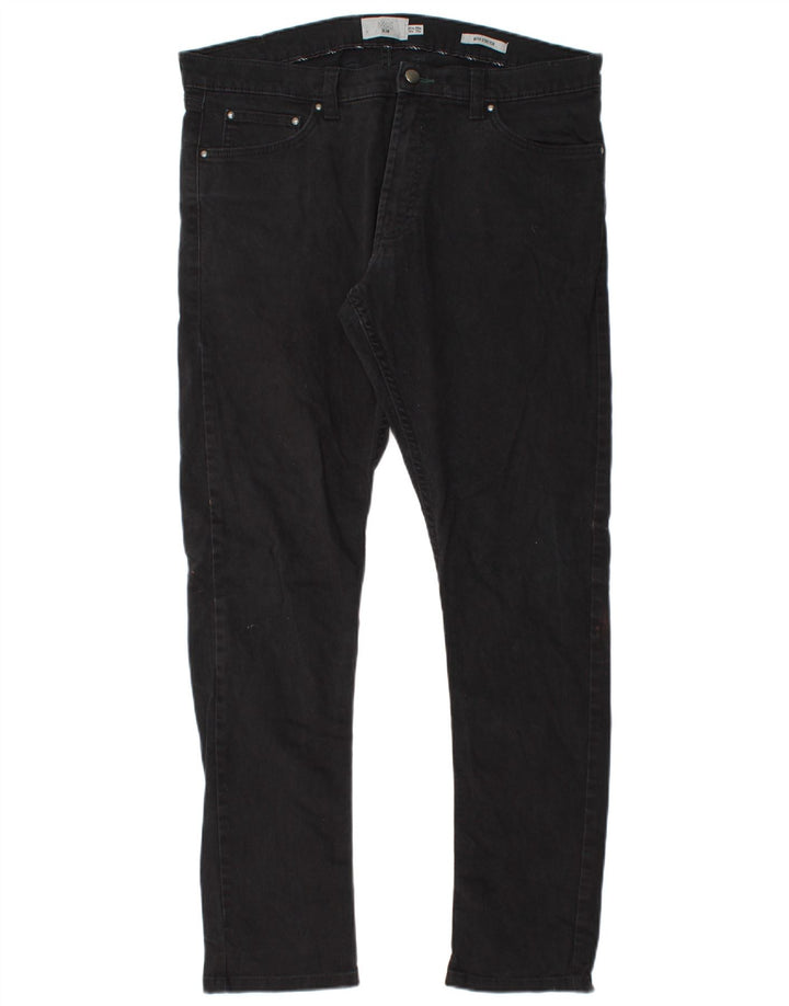 Marks & Spencer Męskie jeansy slim W36 L33 Czarne bawełniane