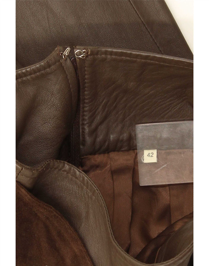 Vintage damska skórzana rozkloszowana spódnica IT 42 Medium W26 Brown