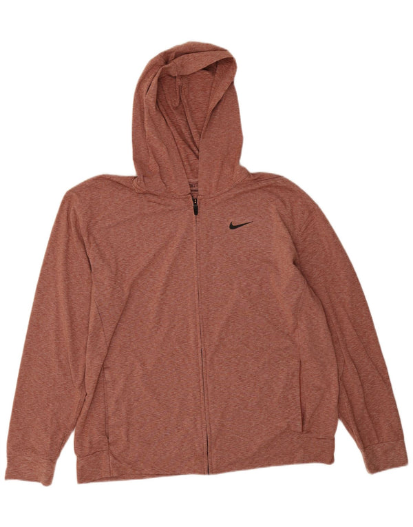 Męski sweter z kapturem i zamkiem błyskawicznym Nike Dri Fit, duży, czerwony, nakrapiany poliester
