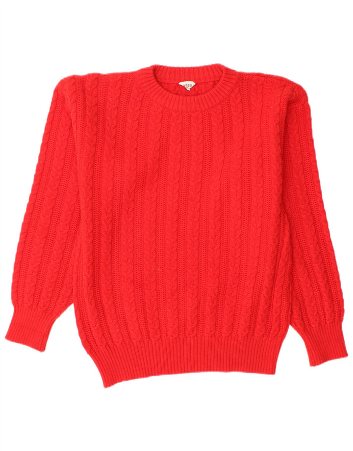 Vintage męski sweter z wycięciem pod szyją, mały czerwony