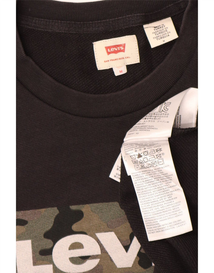 Męska bluza z grafiką Levi's, średnia czarna, bawełniana