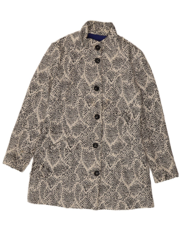 Desigual damski płaszcz w abstrakcyjny wzór EU 44 XL, biała bawełna