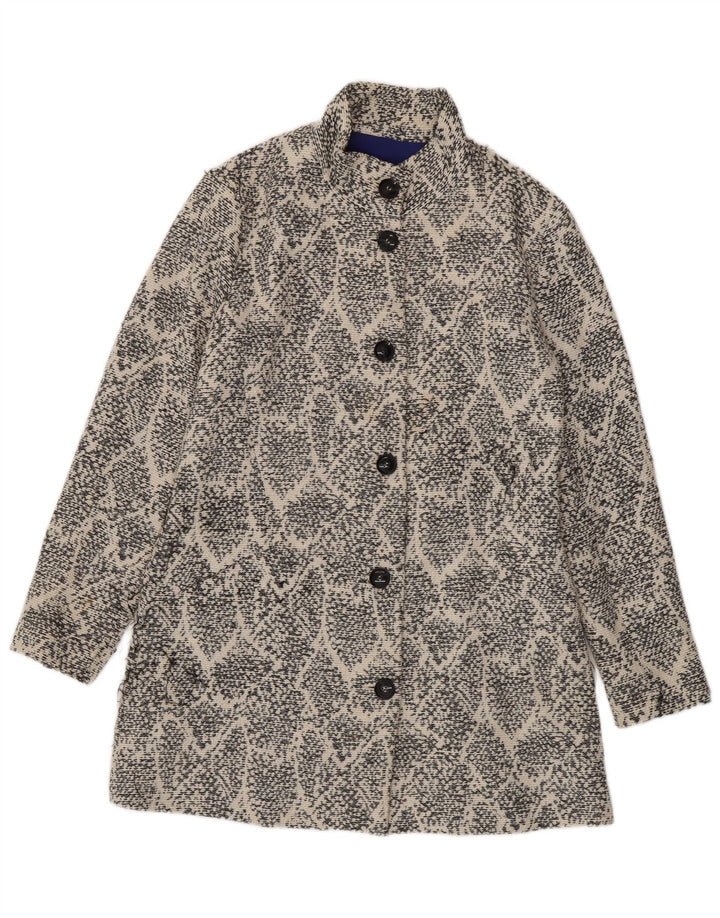Desigual damski płaszcz w abstrakcyjny wzór EU 44 XL, biała bawełna