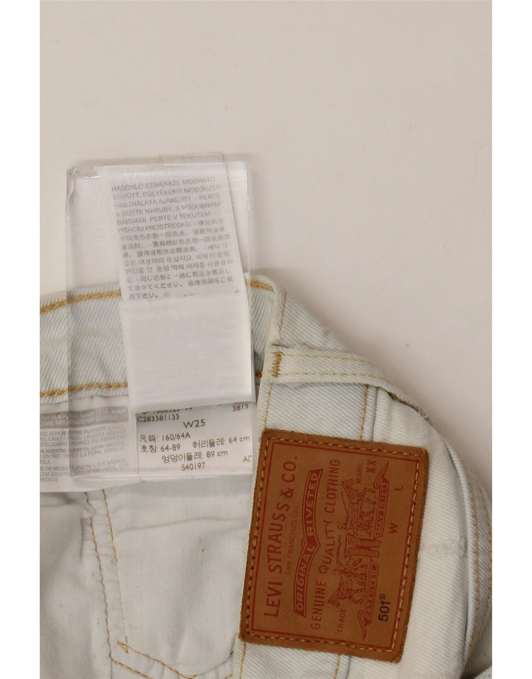 Damskie spodenki jeansowe Levi's 501 W25 XS, niebieska bawełna