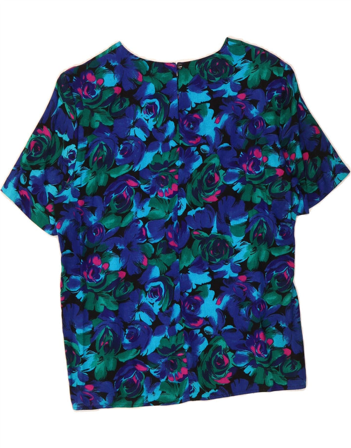 NORTON MCNAUGHTON Womens Petite Blouse Top US 6 Medium Blue Floral Vintage Norton McNaughton and Second-Hand Norton McNaughton from Messina Hembry 
