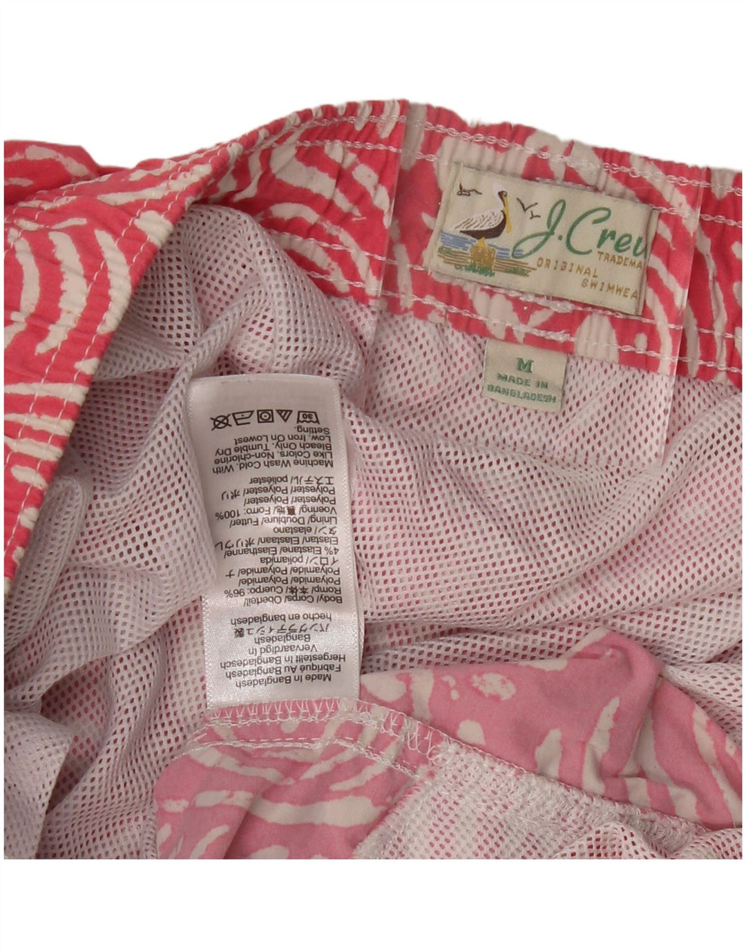 Męskie spodenki kąpielowe J. CREW, średnioróżowe, poliamidowe paisley