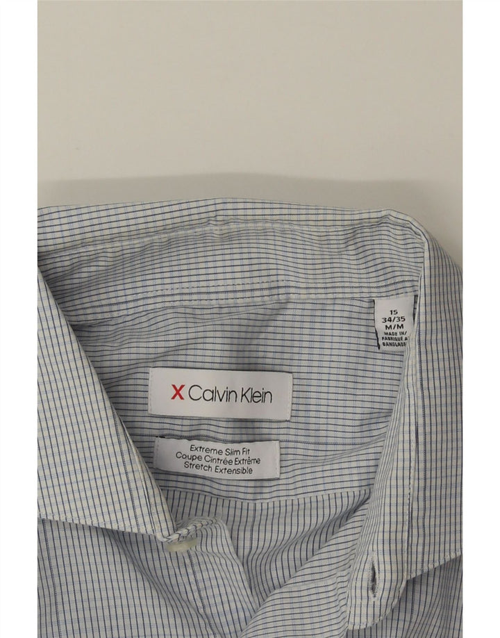 Męska koszula Calvin Klein Extra Slim Fit, rozmiar 15, średnia niebieska kratka