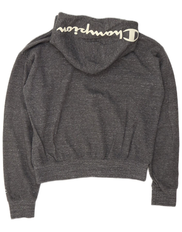 Damski sweter z kapturem Champion Graphic Crop UK 14 Średnioszary, bawełniany nakrapiany