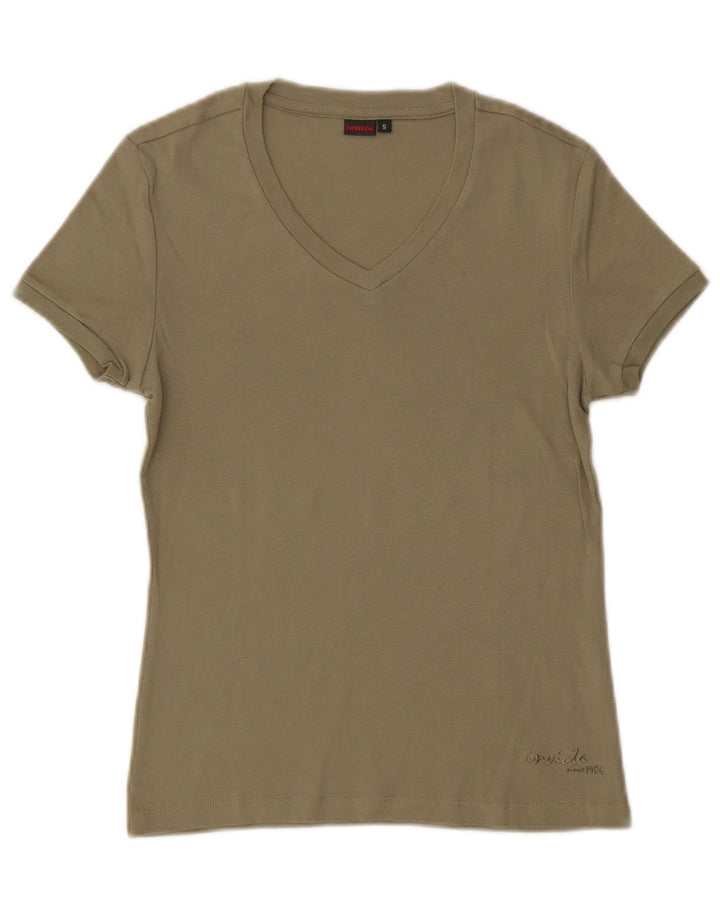 T-shirt damski Invicta Top UK 8, mały, bawełniany khaki