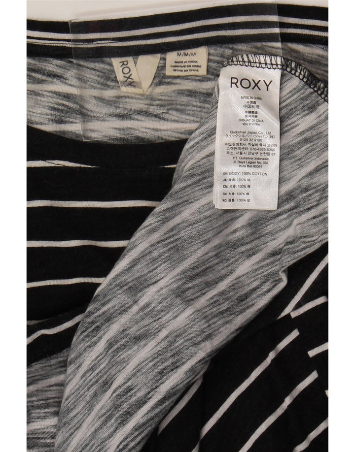 Damska sukienka t-shirtowa z długim rękawem Roxy UK 14, średnia, czarna bawełna w paski