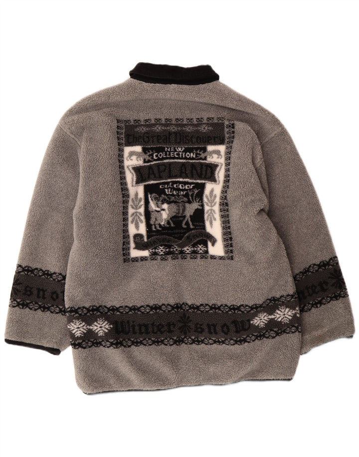 Męska dwustronna kurtka polarowa VINTAGE Graphic UK 38 Medium Grey Fair Isle