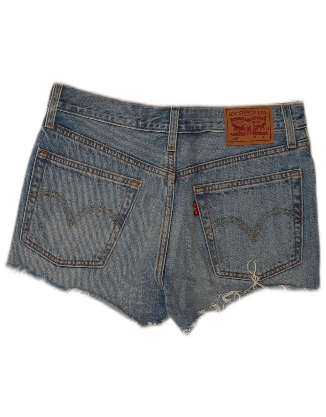 Damskie spodenki jeansowe Levi's 501 w trudnej sytuacji W26, małe, niebieskie, bawełniane