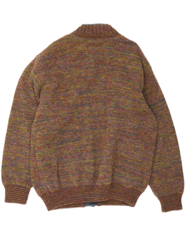 Vintage męska dzianinowa kurtka bomber UK 42 XL wielobarwna nakrapiana wełna