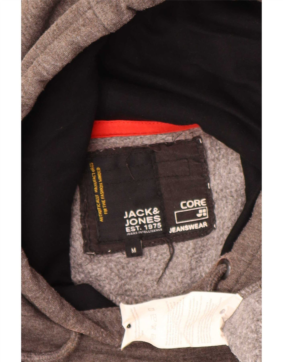Męski sweter z kapturem i grafiką Jack & Jones, średnioszary, bawełniany