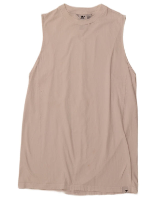 Damska sukienka T-shirt bez rękawów ADIDAS UK 16, duża, biała bawełna