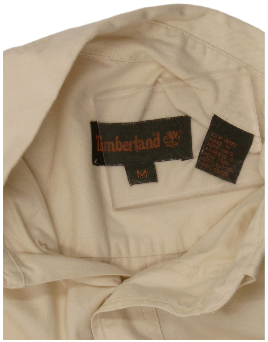 TIMBERLAND Mens Shirt Medium Off White Cotton