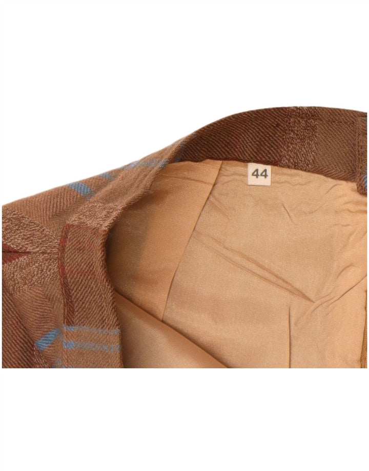 Vintage damska prosta spódnica z wysokim stanem IT 44 Medium W26 w brązową kratę