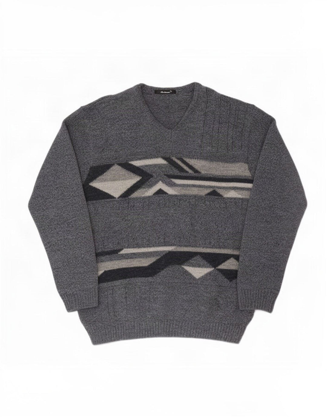 Męski sweter St. Bernard z dekoltem w kształcie litery V, duży, niebieski, geometryczny akryl