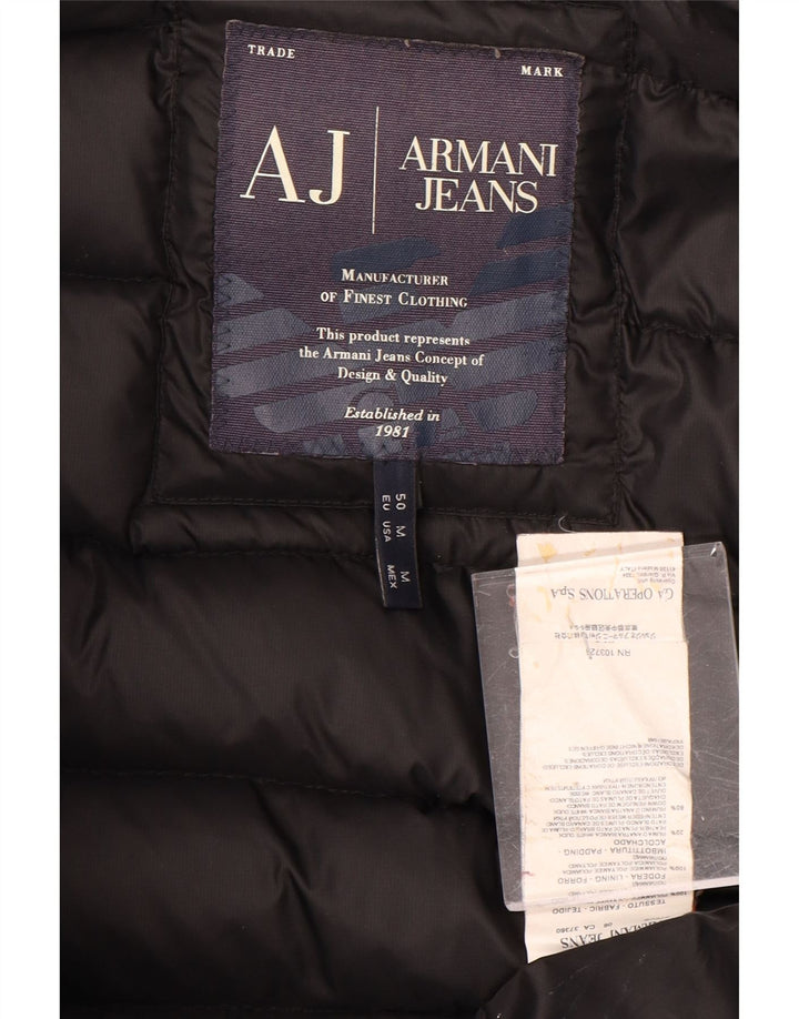 ARMANI JEANS Damska ocieplana kurtka z kapturem UK 14, średni czarny poliamid