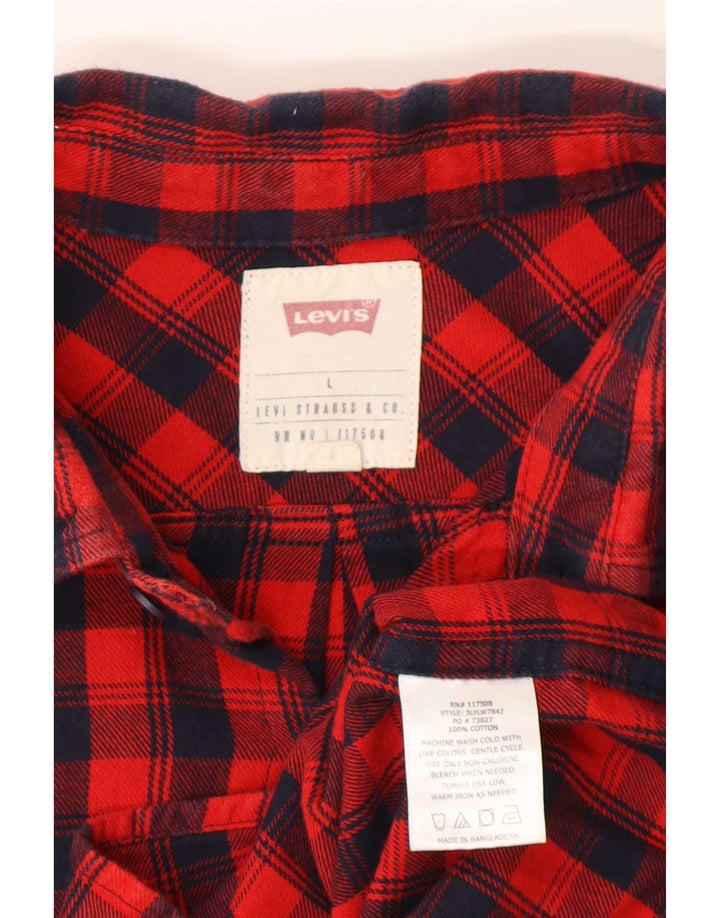 Męska koszula flanelowa Levi's, duża, czerwona bawełniana kratka