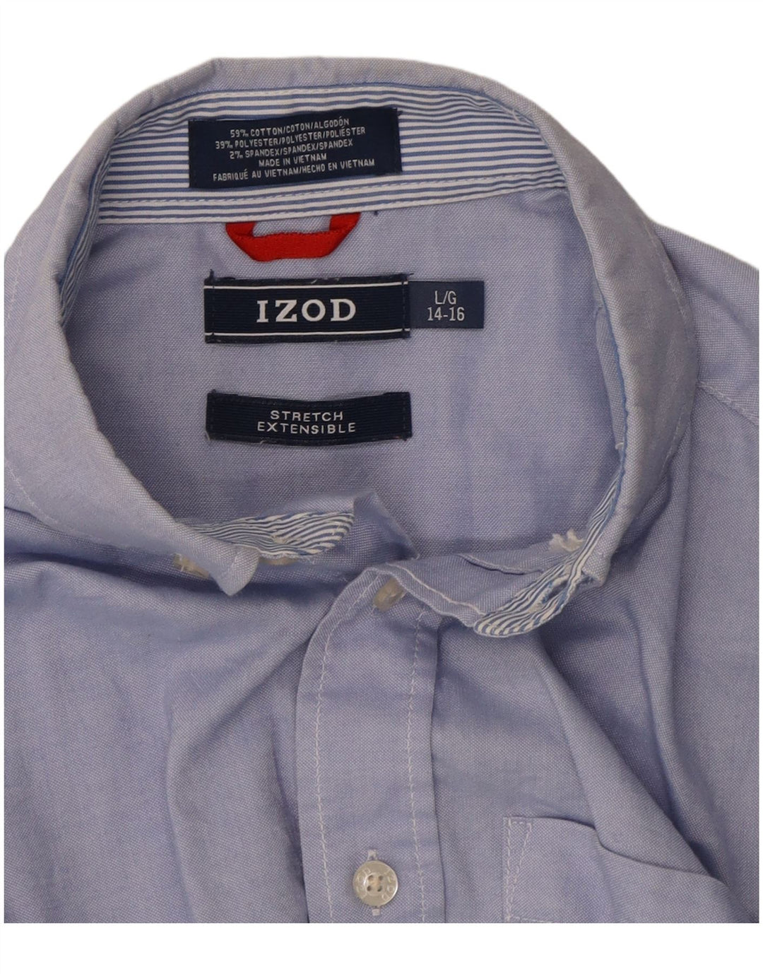 IZOD Boys Stretch Shirt 14-15 Years Large  Blue Cotton