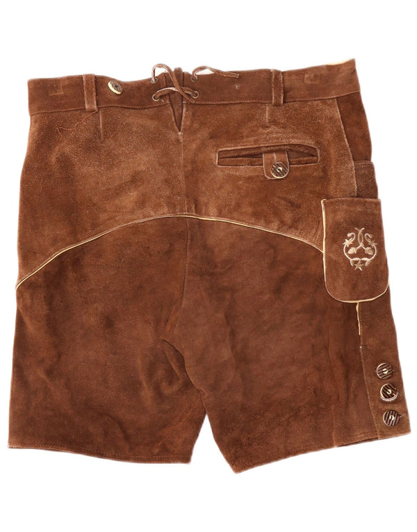 Damskie zamszowe szorty VINTAGE IT 50 XL W38 Brązowa skóra Paisley