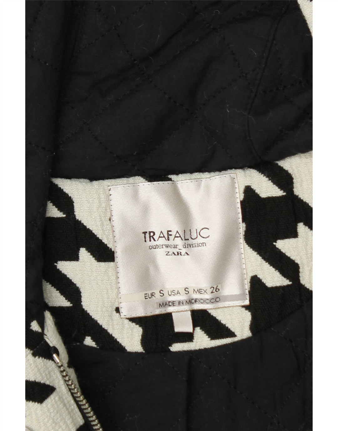 Damski oversize'owy płaszcz wiatrówka ZARA UK 10 Small White Houndstooth
