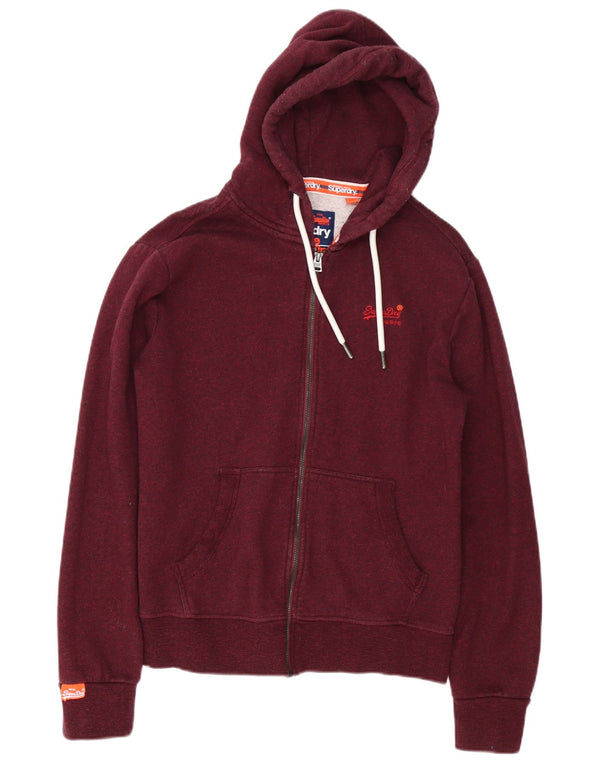 Męski sweter z kapturem i zamkiem Superdry, mały, bordowy, z bawełny w plamki