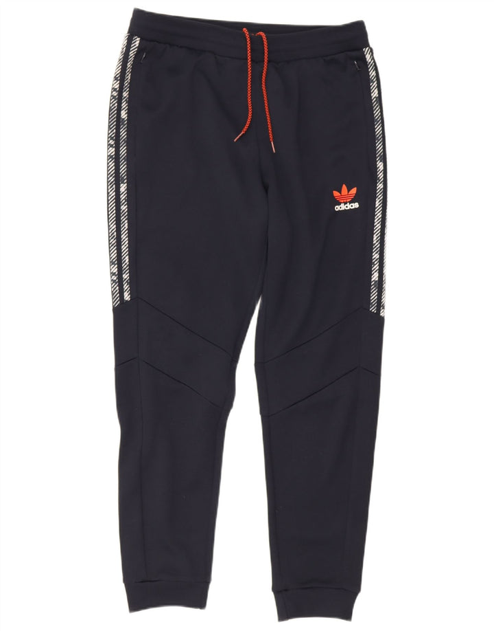 Męskie spodnie dresowe Adidas z grafiką, duże granatowe, poliestrowe