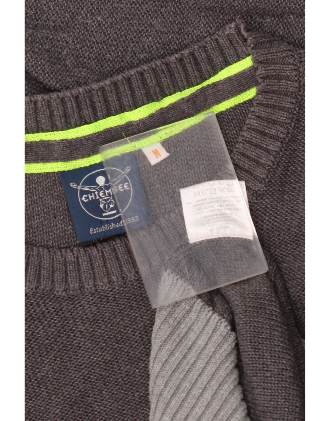 Męski sweter z wycięciem pod szyją CHIEMSEE Średni szary, bawełniany blok kolorów