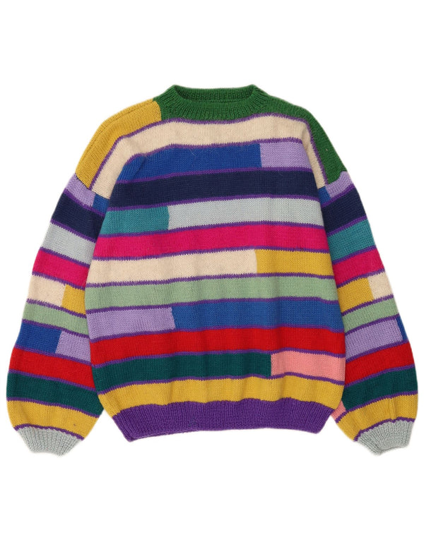 Vintage Womens Crew Neck Jumper Sweater UK 16 Large Multicoloured Striped