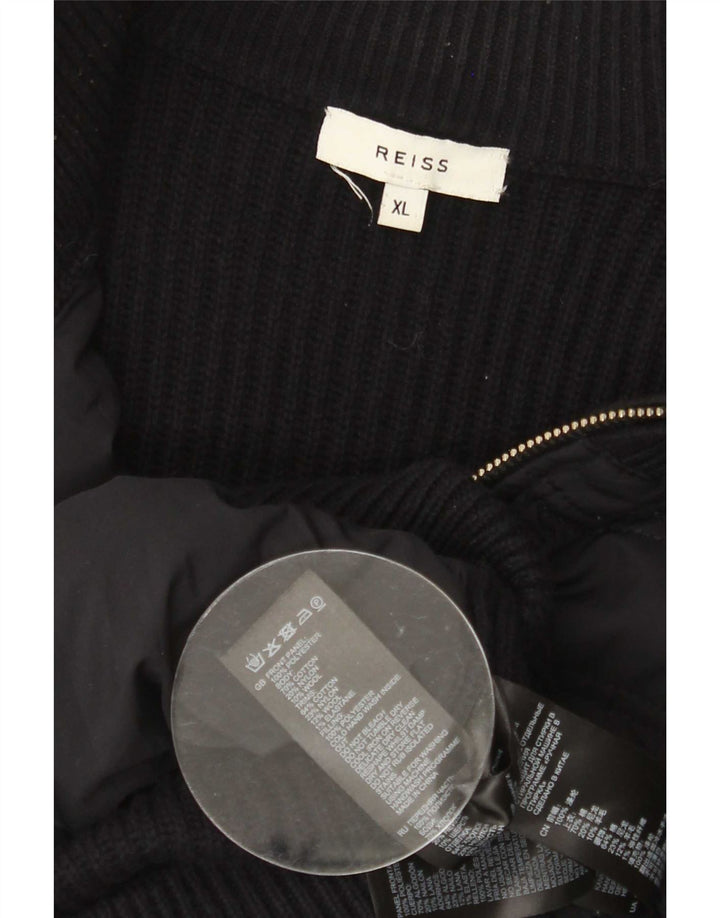Męski sweter rozpinany Reiss XL, czarny, poliester