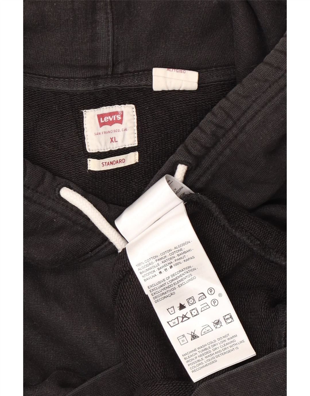 Męski standardowy sweter z kapturem Levi's XL, czarny, bawełniany