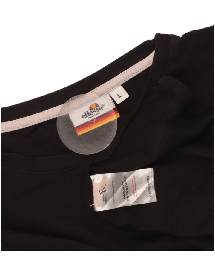 T-shirt damski ELLESSE Heritage, UK 14, duży, czarny, bawełniany