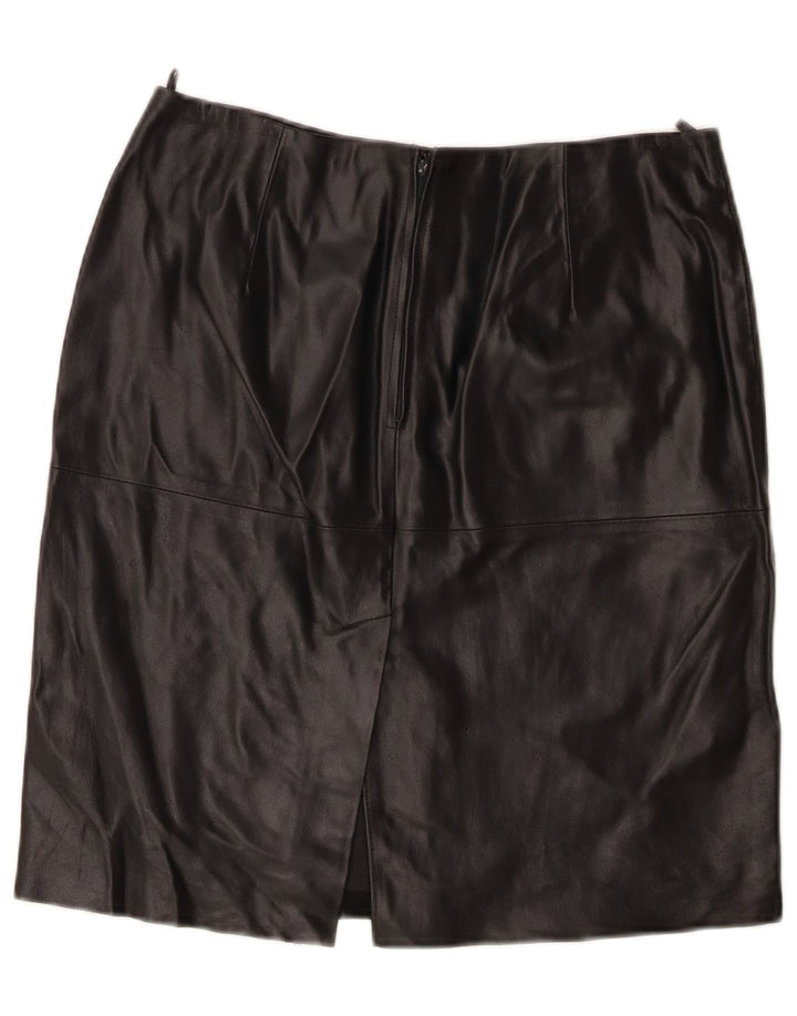Spódnica skórzana damska Benetton IT 44 Medium W30 Czarna skóra