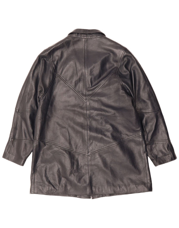 Vintage damska kurtka skórzana UK 14, średnia czarna skóra