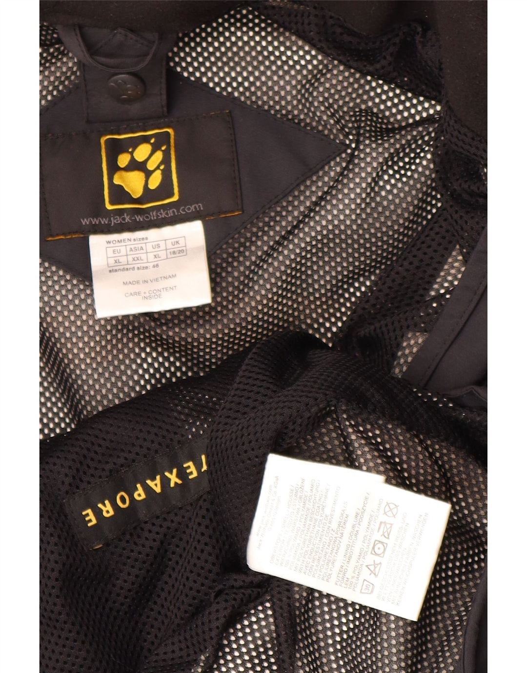 Damska kurtka przeciwdeszczowa Jack Wolfskin oversize UK 18/20 XL, czarna, poliamidowa