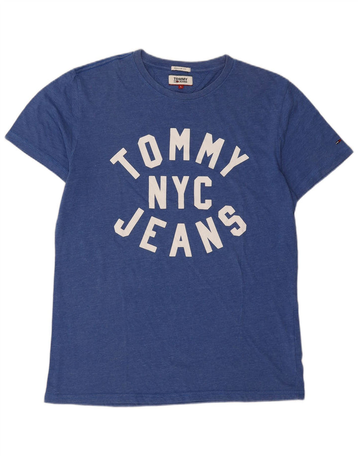 Męski T-shirt z grafiką o regularnym kroju Tommy Hilfiger, duży, niebieski poliester