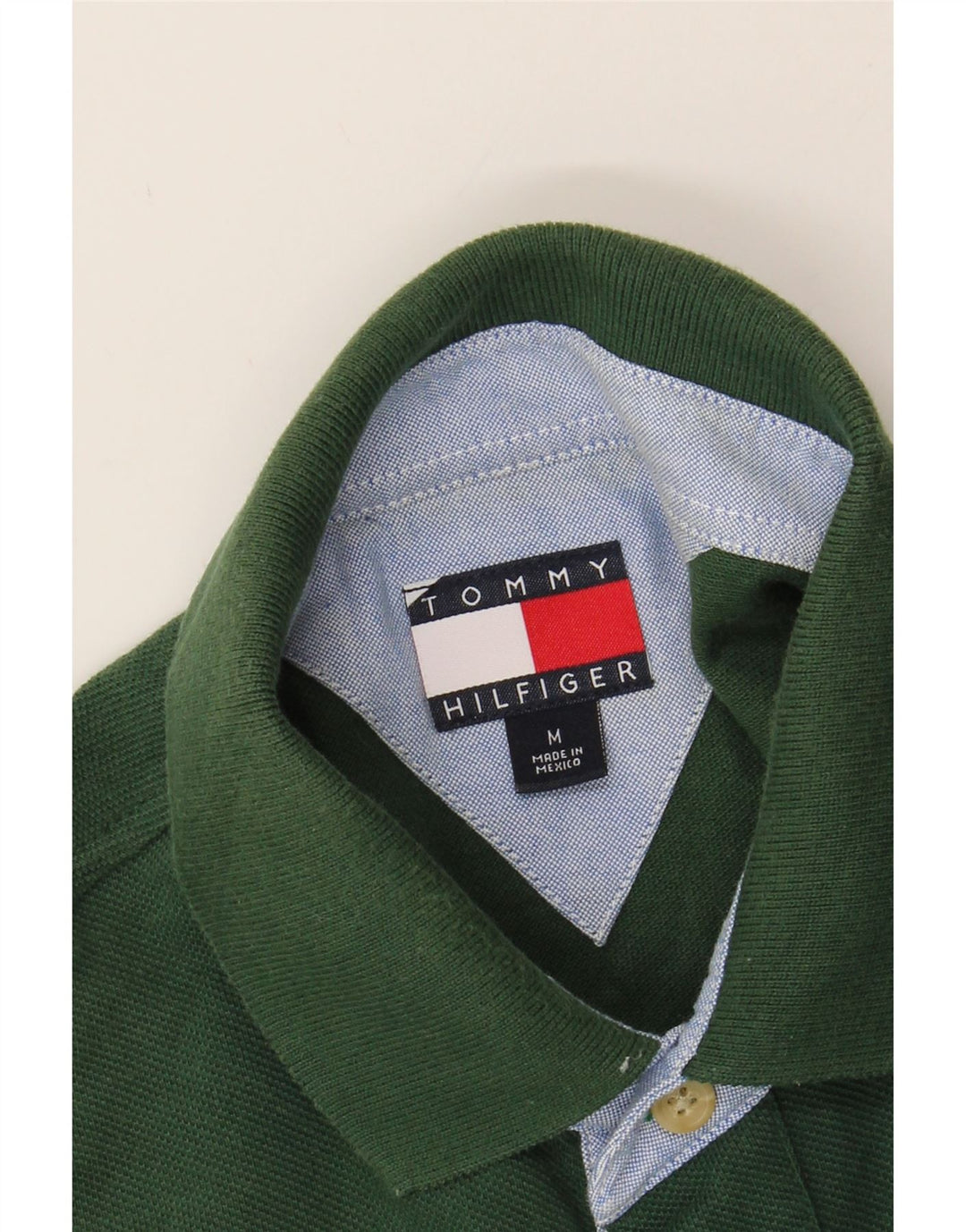 TOMMY HILFIGER Mens Polo Shirt Medium Green Cotton Vintage Tommy Hilfiger and Second-Hand Tommy Hilfiger from Messina Hembry 