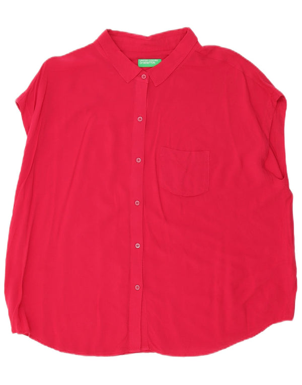 Damska koszula oversize bez rękawów Benetton UK 16, duża, różowa wiskoza