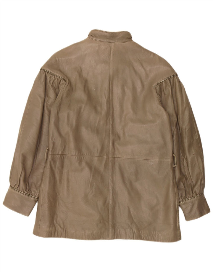 Damska kurtka skórzana w stylu vintage IT 44, średnia skóra khaki
