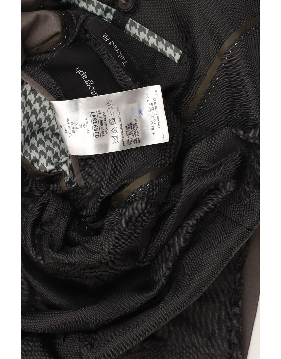 Marks & Spencer Męska marynarka z autografem, zapinana na 2 guziki, UK 42, duża, szara