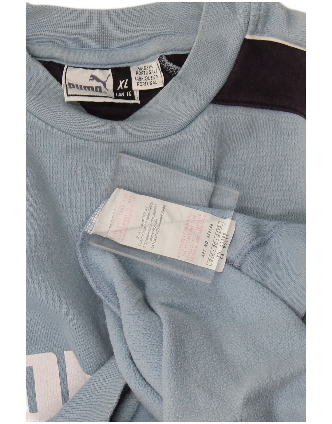 Męska bluza z grafiką Puma, sweter XL, niebieska, bawełniana z blokami kolorów