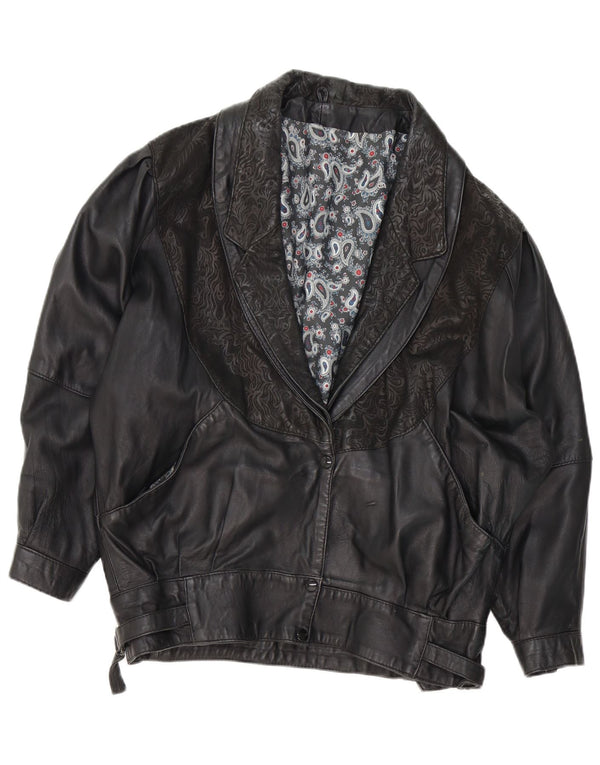 Damska kurtka skórzana VINTAGE UK 18 XL czarna Paisley